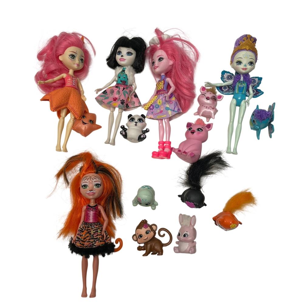 Enchantimals Dolls and Pets Lot 5 Dolls 10 Pets